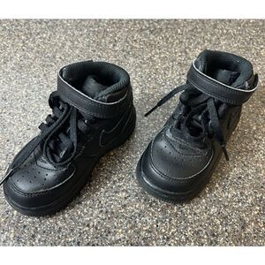 Nike Classic Kids Toddler Sz 7 Black High Top Leather Sneaker Shoes Snap/Lace Up